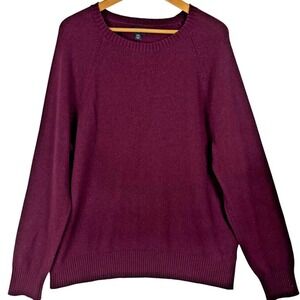 J Crew Mens XXL Crewneck Lambswool Blend‎ Sweater Wine Red Fall